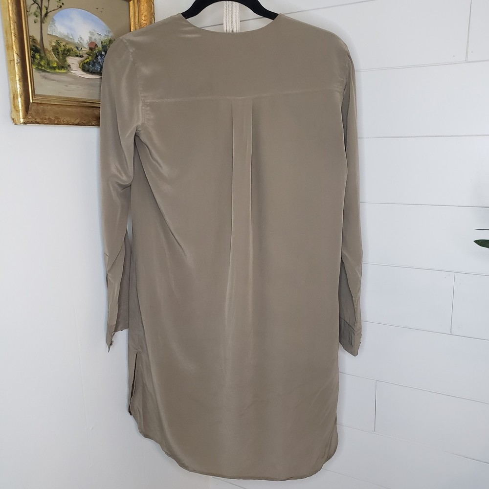 Vince Taupe Long Sleeve Shirt Dress - Picture 3 of 6